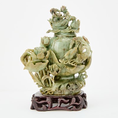 Lot 212 - Chinese Celadon Jade Vase and Cover