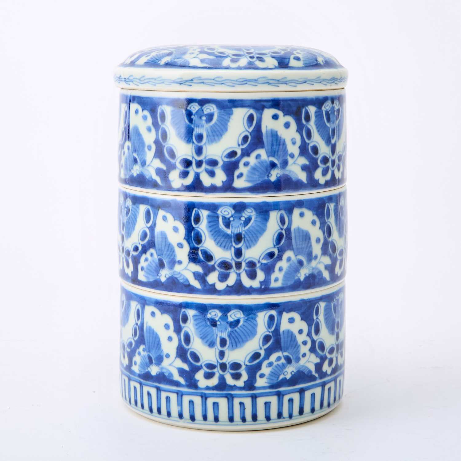Lot 54 - Japanese Blue and White Porcelain Stacking Box with Cover