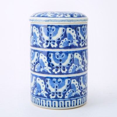 Lot 54 - Japanese Blue and White Porcelain Stacking Box with Cover