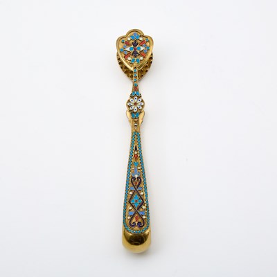 Lot 153 - Russian Silver-Gilt and Cloisonné Enamel Partial Tea Service