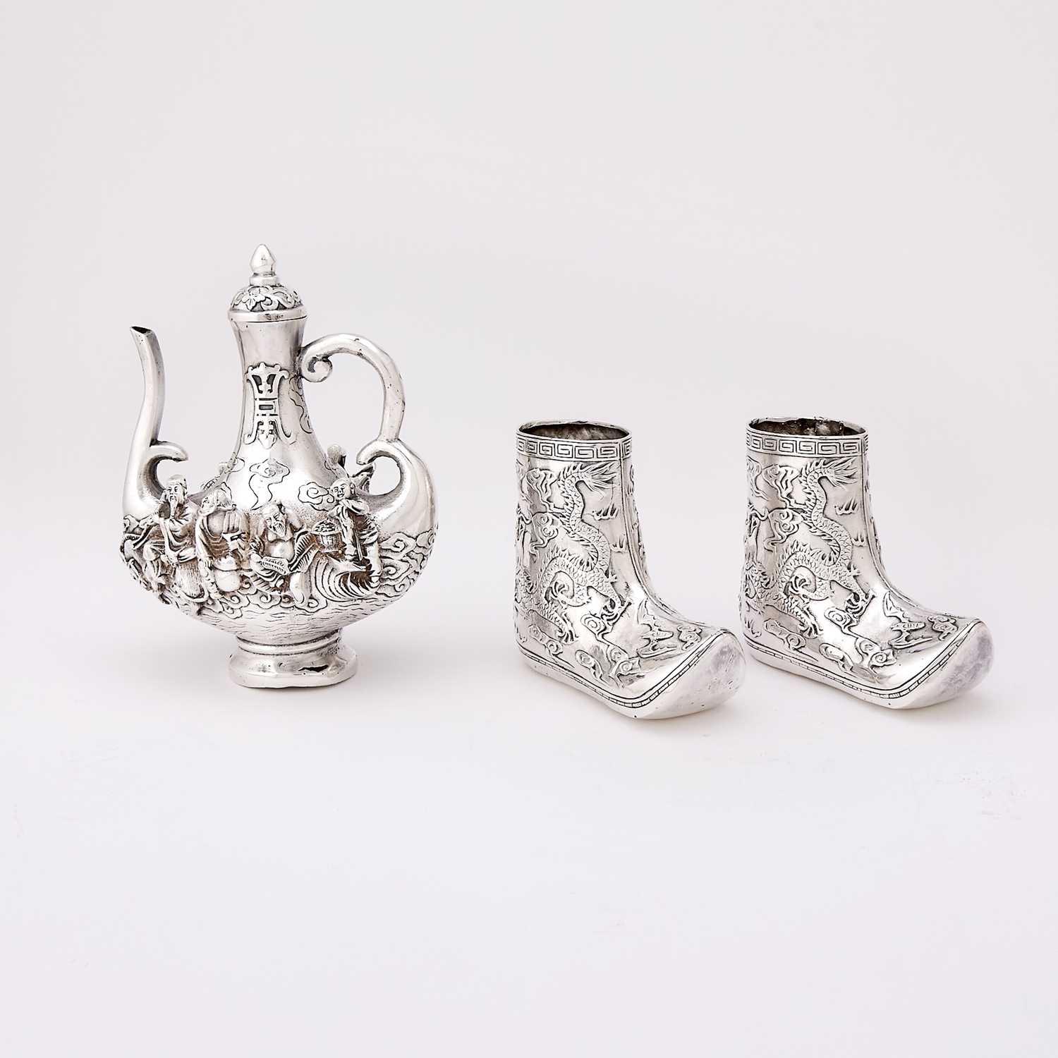 Lot 36 - Group of Asian Low Grade Silver Table Articles