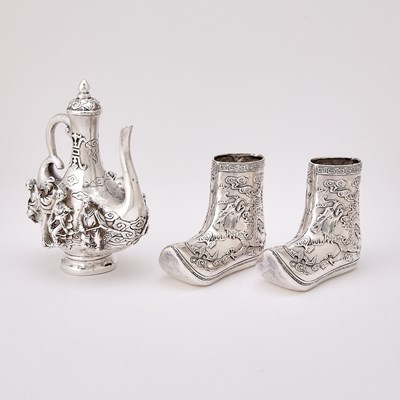 Lot 36 - Group of Asian Low Grade Silver Table Articles