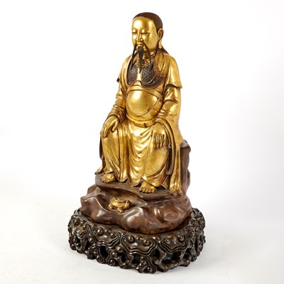 Lot 66 - A Large and Heavily-Cast Chinese Gilt Bronze Seated Daoist Figure