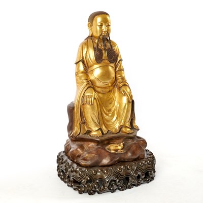 Lot 66 - A Large and Heavily-Cast Chinese Gilt Bronze Seated Daoist Figure