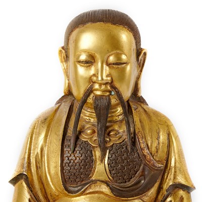 Lot 66 - A Large and Heavily-Cast Chinese Gilt Bronze Seated Daoist Figure