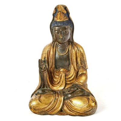 Lot 13 - A Large Chinese Parcel Gilt Bronze Figure of Guanyin