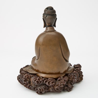 Lot 54 - A Finely-Cast Chinese Wire-Inlaid Bronze Figure of Guanyin