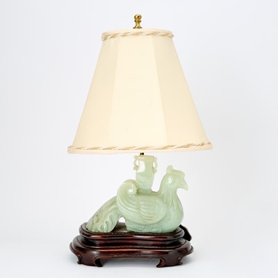 Lot 5 - A Chinese Pale Celadon Jade Carving of a Phoenix