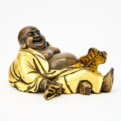 Lot 211 - Chinese Parcel Gilt-Bronze Figure of Budai