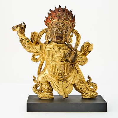 Lot 50 - A Sino-Tibetan Gilt Bronze Figure of Begtse Chen