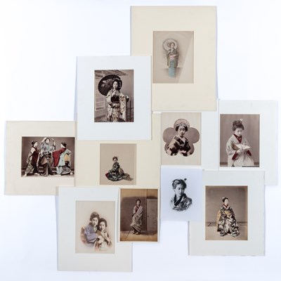 Lot 249 - A Group of Japanese Hand-tinted Photographs Depicting Subjects of Beauty