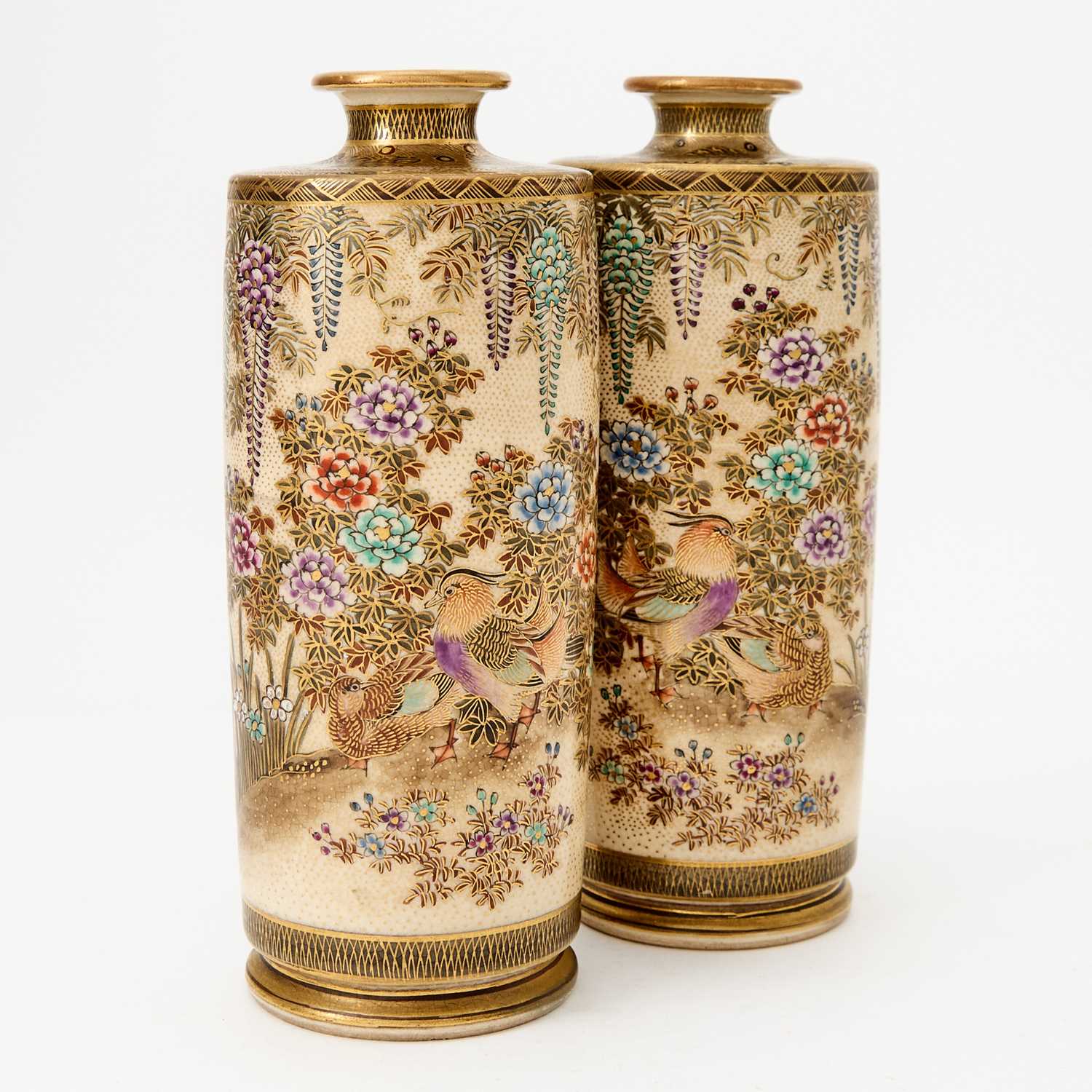 Lot 47 - Pair of Japanese Satsuma Earthenware Vases