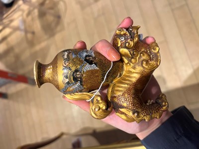 Lot 48 - Pair of Japanese Satsuma Earthenware Figural Vases