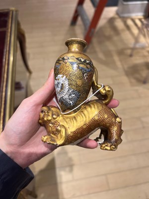 Lot 48 - Pair of Japanese Satsuma Earthenware Figural Vases