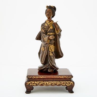 Lot 32 - A Japanese Parcel Gilt Bronze Figural Sculpture