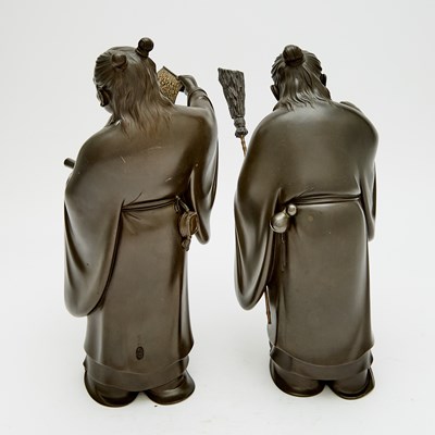 Lot 169 - A Pair of Japanese Bronze Figures of Happy Priests