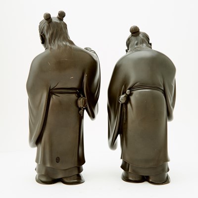 Lot 169 - A Pair of Japanese Bronze Figures of Happy Priests