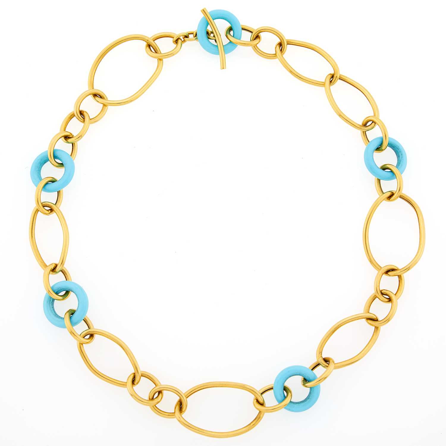 Lot 2040 - Gold and Turquoise Link Necklace