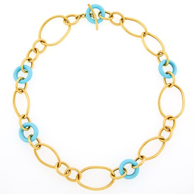 Lot 2040 - Gold and Turquoise Link Necklace