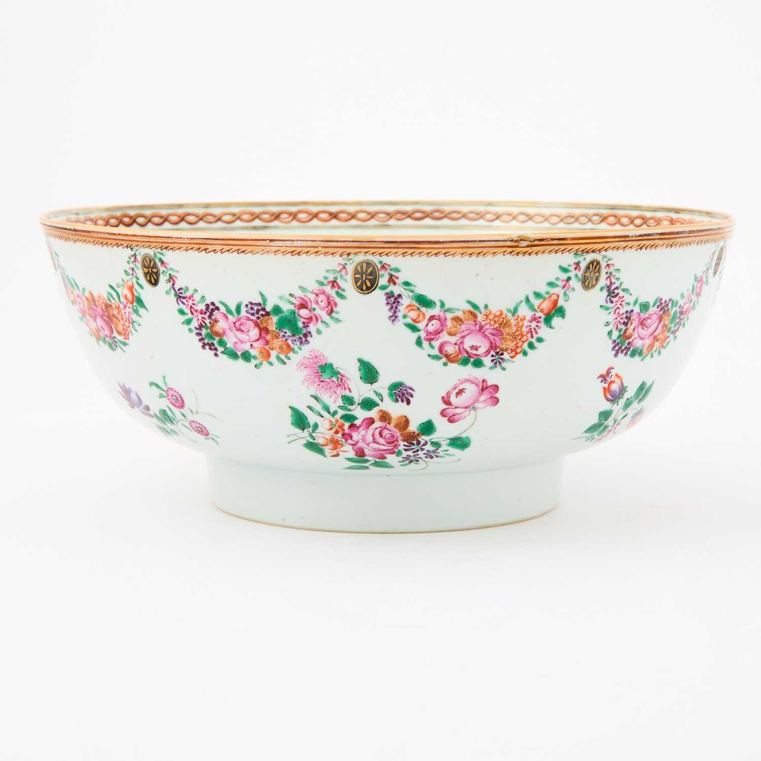 Lot 115 - Chinese Export Famille Rose Porcelain Punchbowl