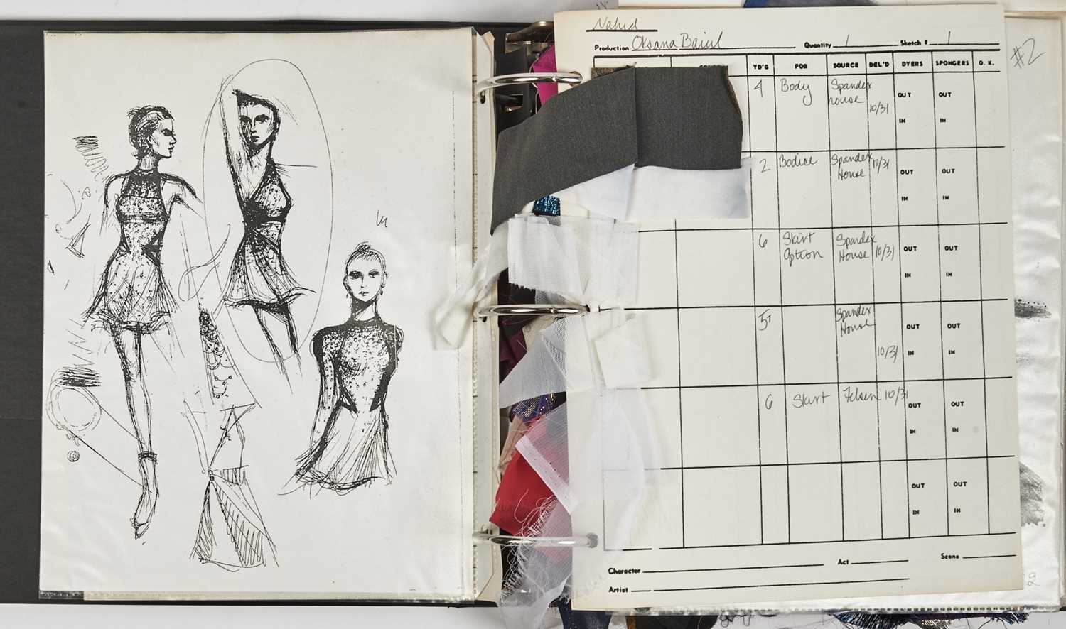 Lot 83 - 1996 Barbara Matera Costume Bible for Patti LuPone, Oksana Baiul and others