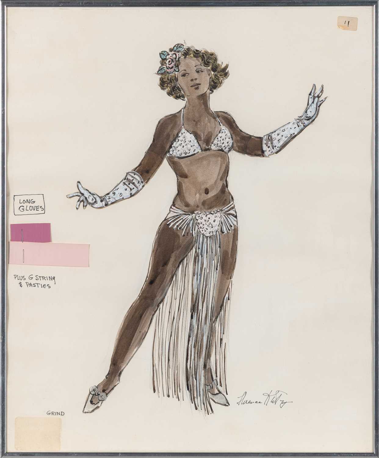 Lot 553 - Florence Klotz, Design for "Grind," framed