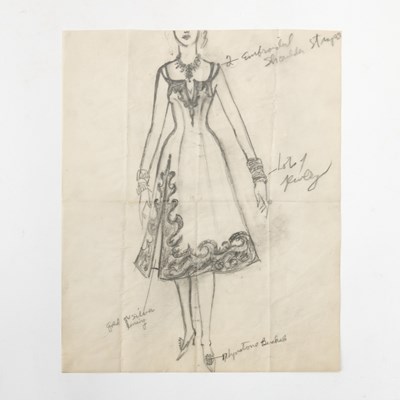 Lot 553 - Florence Klotz, Design for "Grind," framed