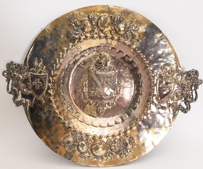 Lot 145 - Silver Plate Armorial Crest Serving Platter