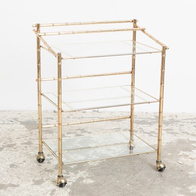Lot 75 - Faux Bamboo Brass Bar Cart