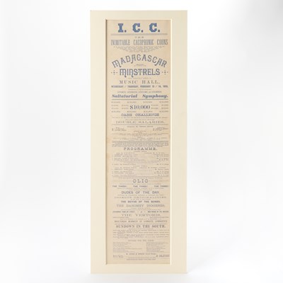 Lot 285 - An 1889 Minstrel Broadside for a performance at the Boston Music Hall