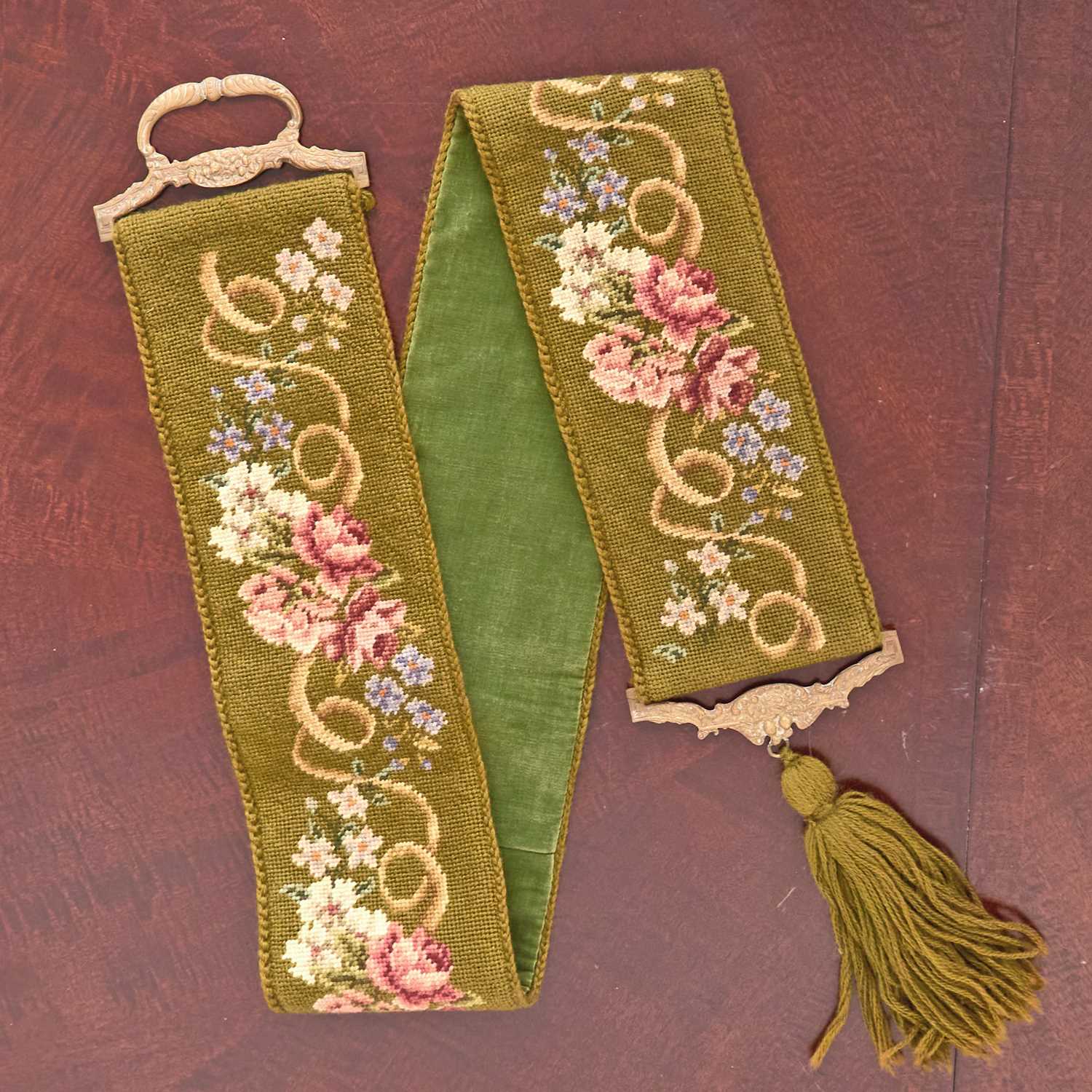 Lot 227 - Victorian Style Needlepoint Bell Pull Made by Mary Tyler Moore
