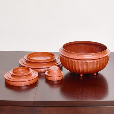 Lot 178 - Burmese Red Lacquered Footed Offering Vessel