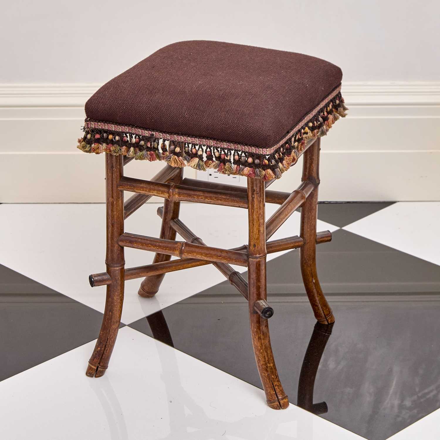 Lot 312 - Victorian Bamboo Upholstered Stool