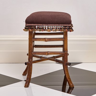 Lot 312 - Victorian Bamboo Upholstered Stool