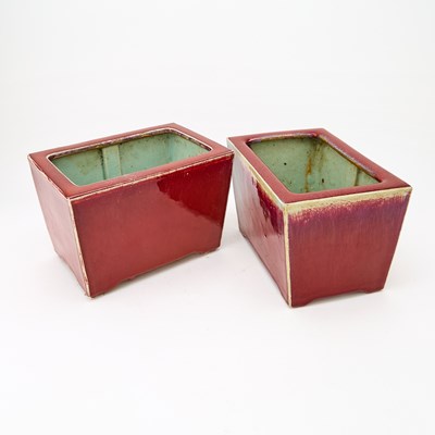 Lot 565 - A Pair of Chinese Flambe Glazed Porcelain Planters