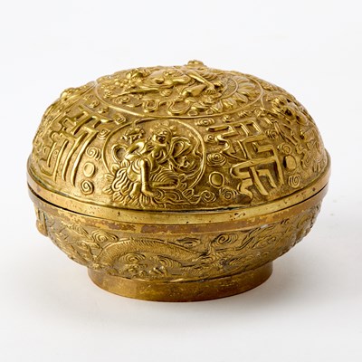 Lot 138 - A Sino-Tibetan Gilt Copper Box and Cover