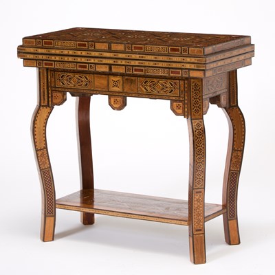 Lot 300 - Syrian Inlaid Fold-Over Games Table
