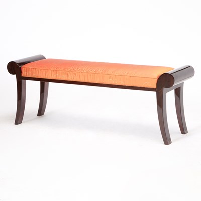 Lot 303 - Art Deco Style Upholstered Mahogany Bench