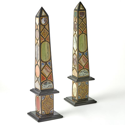 Lot 309 - Pair of Italian Grand Tour Specimen Marble Obelisks