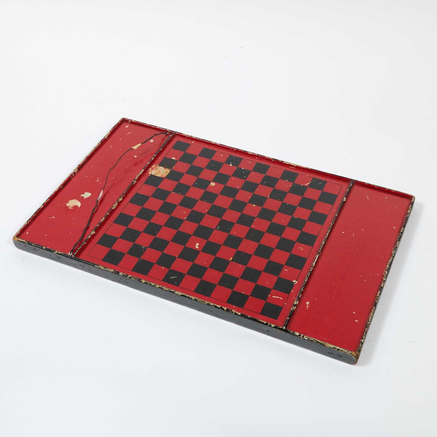Lot 307 - American Double-Sided Painted Checker Board/Parcheesi Game Board