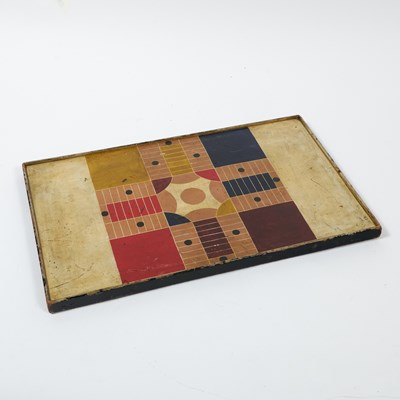 Lot 307 - American Double-Sided Painted Checker Board/Parcheesi Game Board