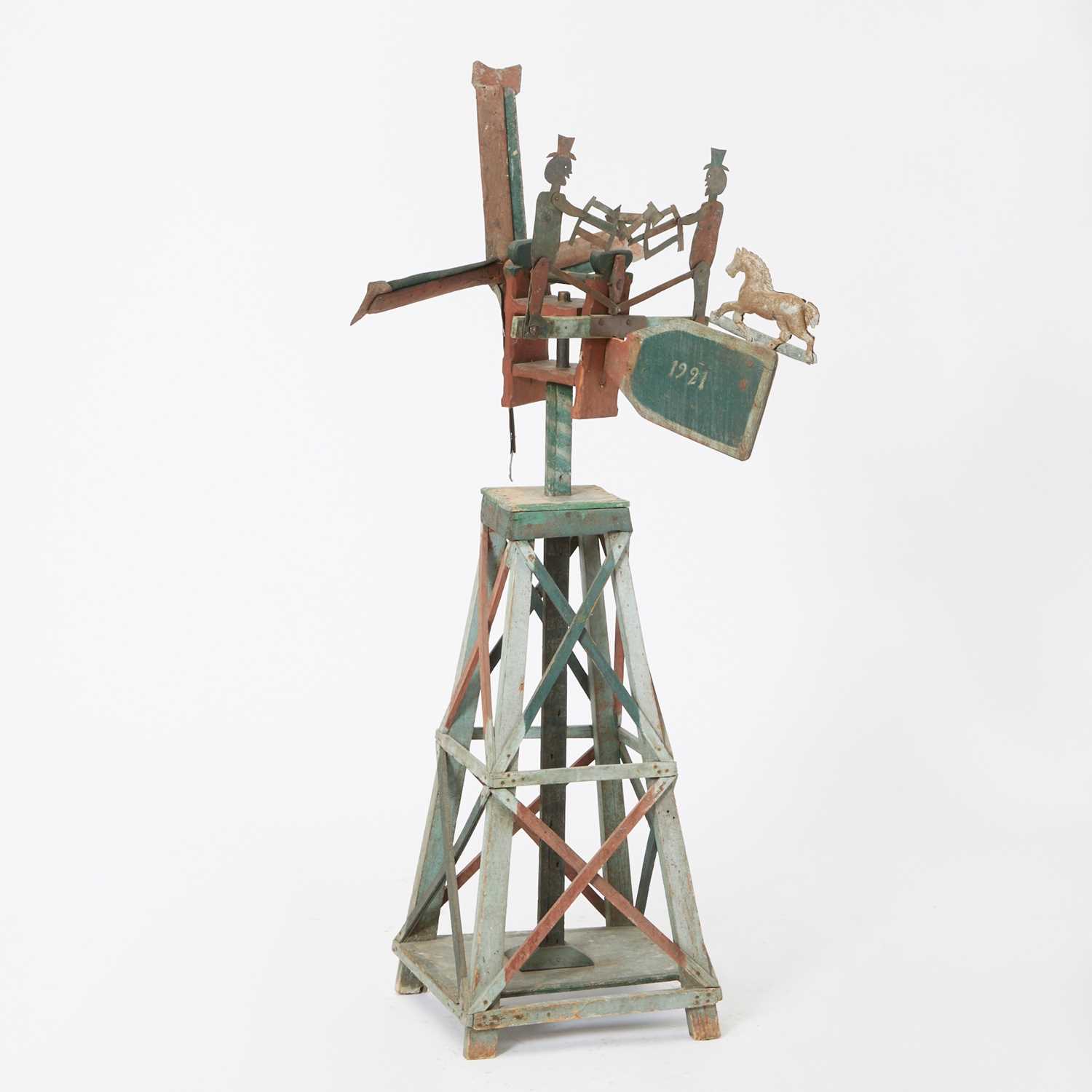 Lot 304 - American Folk Art Whirligig of Two Men Sawing