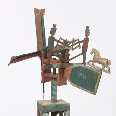 Lot 304 - American Folk Art Whirligig of Two Men Sawing