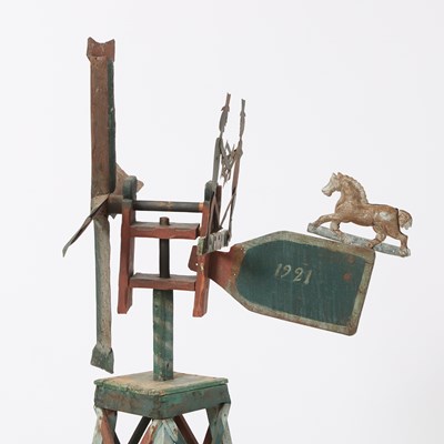 Lot 304 - American Folk Art Whirligig of Two Men Sawing