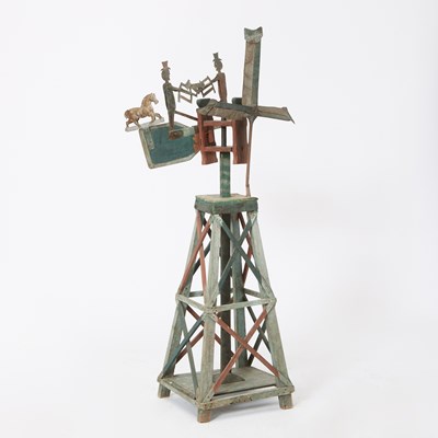 Lot 304 - American Folk Art Whirligig of Two Men Sawing