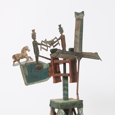 Lot 304 - American Folk Art Whirligig of Two Men Sawing