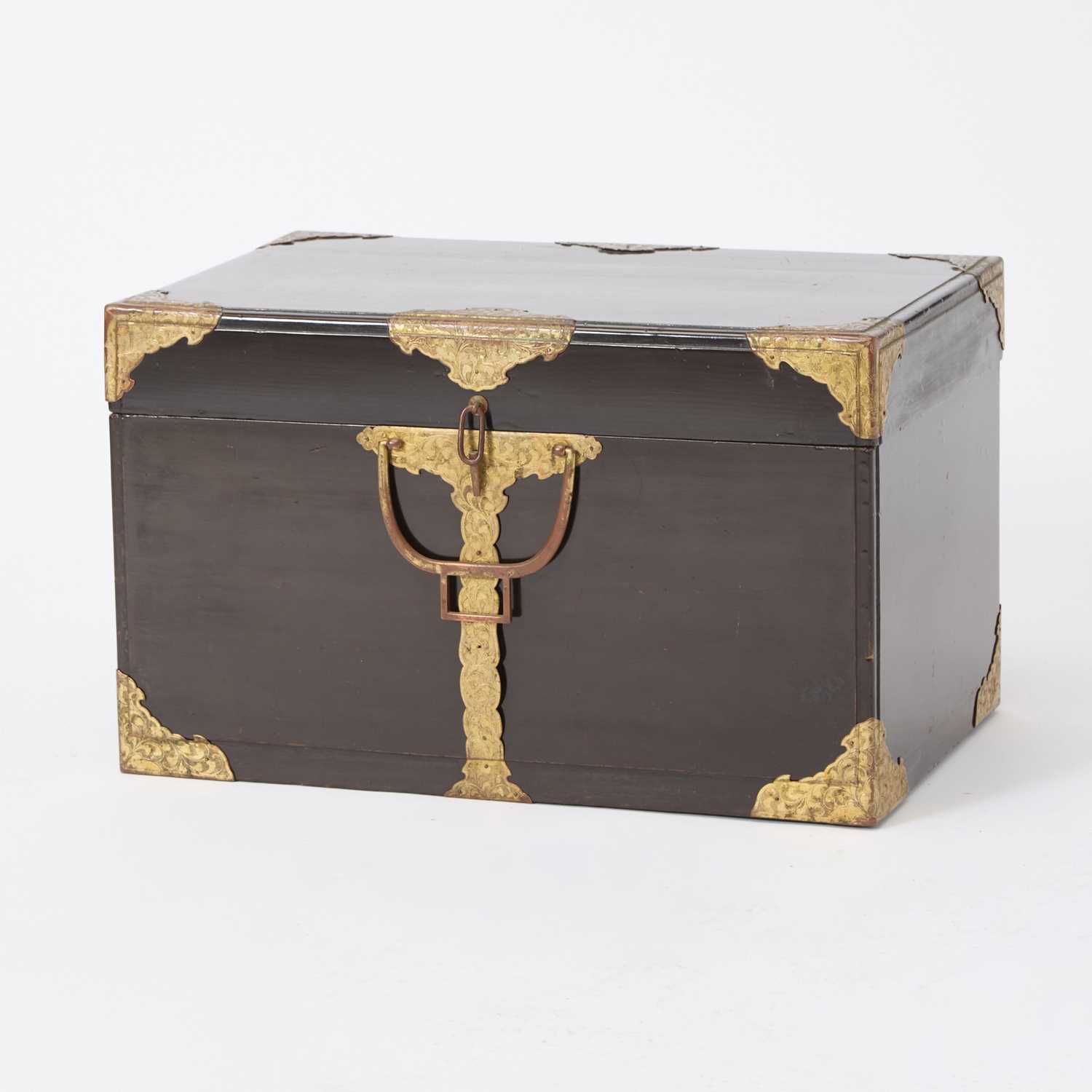 Lot 170 - Japanese Black Lacquer Chest with Gilt Copper Hardware