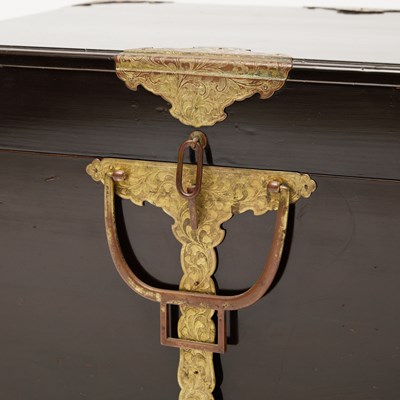 Lot 170 - Japanese Black Lacquer Chest with Gilt Copper Hardware