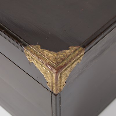 Lot 170 - Japanese Black Lacquer Chest with Gilt Copper Hardware