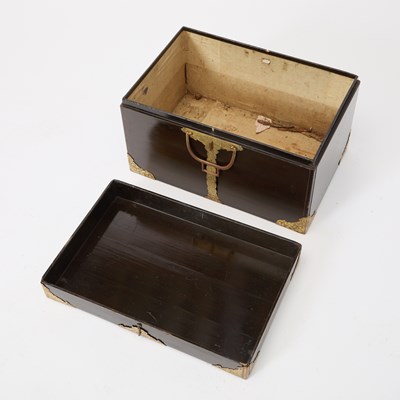 Lot 170 - Japanese Black Lacquer Chest with Gilt Copper Hardware